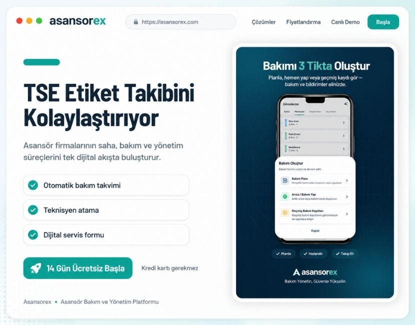 Asansorex.com TSE Etiket Takibini Kolaylaştırıyor